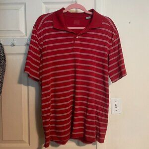 Mens Callaway Collared Golf Polo Shirt Top Red White Stripe Size Large